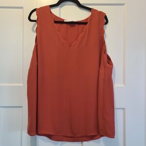 Addition Elle Scalloped Sleeveless Top - Rust